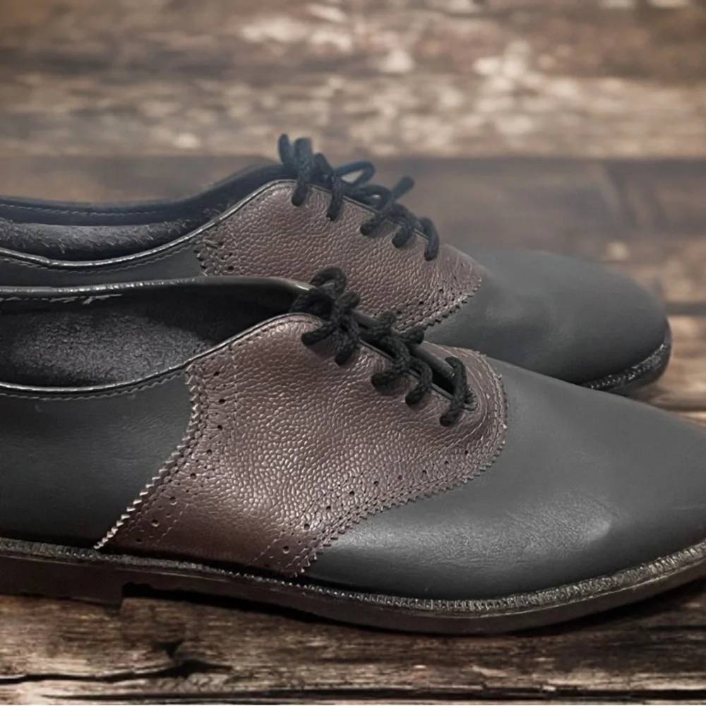 G.H. Bass Men's Saddle Oxford Dress Shoes Black/ Brown Size 11